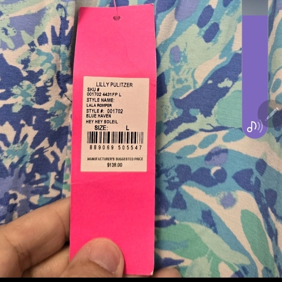 Lilly Pulitzer NWT Lala Romper Haven Hey Hey Soleil Blue White Size Large 001702 - Picture 5 of 9